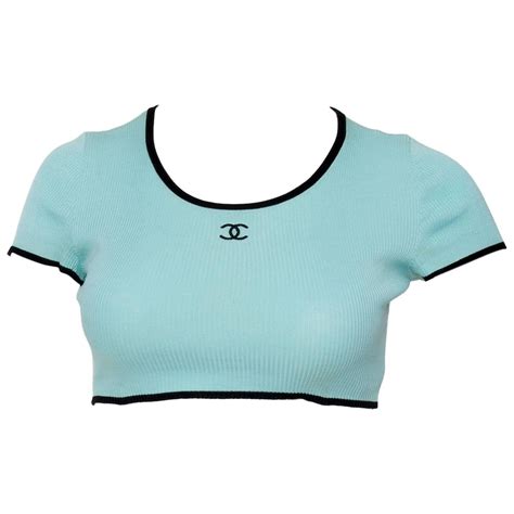 vintage chanel t shirt|chanel knit crop top.